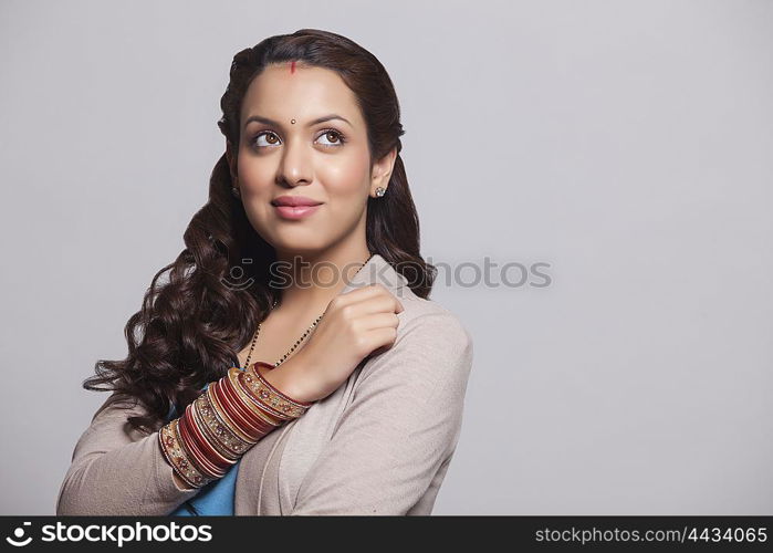 Married woman with bangles smiling