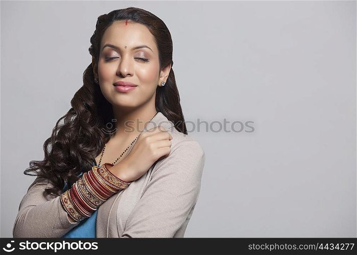 Married woman with bangles smiling
