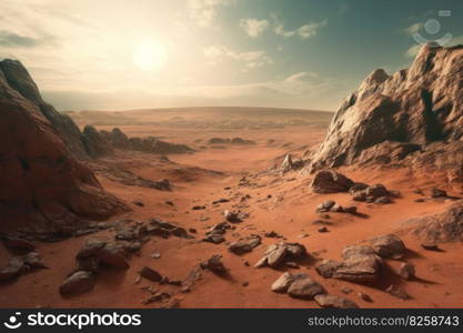 Mars planet landscape. Surface desert. Generate Ai. Mars planet landscape. Generate Ai