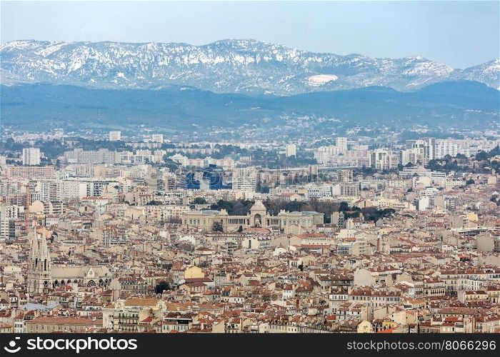 Marseille aerial view from Notre Dame de la Garde in Marseille France