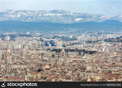Marseille aerial view from Notre Dame de la Garde in Marseille France
