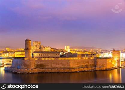Marseille Saint Jean Castle and Cathedral de la Major and the Vieux port in France