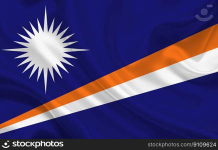 Marshall Islands country flag on wavy silk fabric background panorama - illustration. Marshall Islands country flag on wavy silk fabric background panorama