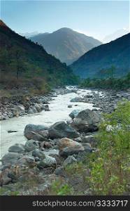 Marsyangdi river, pass through the Tibetan valley.