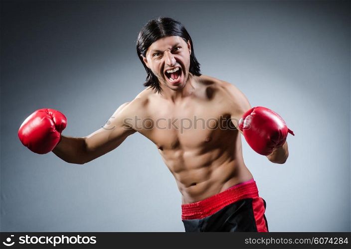 Martial arts fighter at the training