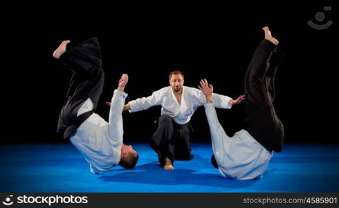 Martial arts fighters isolated on black