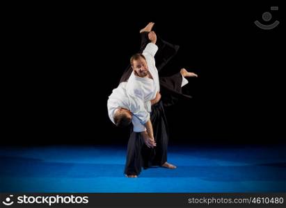 Martial arts fighters isolated on black