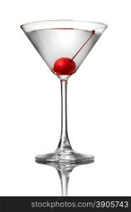 martini with cherry isolated on white