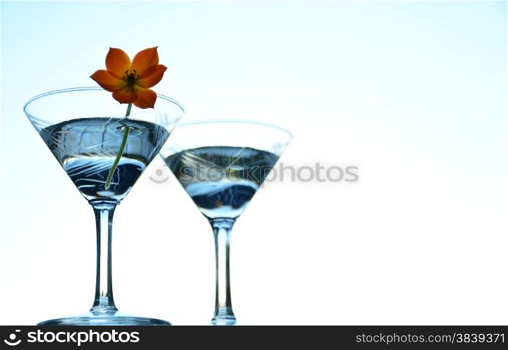 martinis against a light blue background