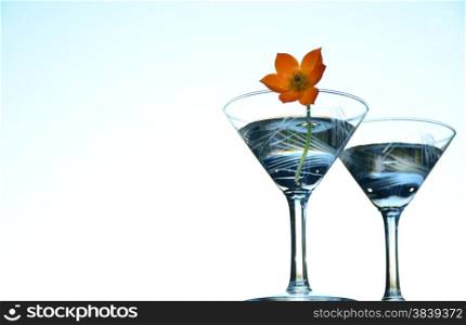 martinis against a light blue background