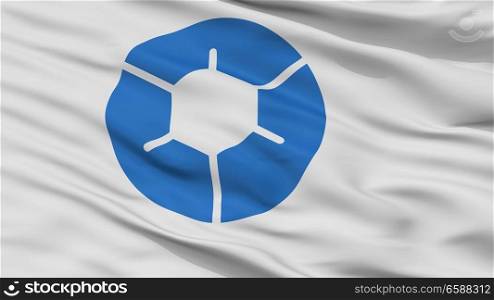Marugame City Flag, Country Japan, Kagawa Prefecture, Closeup View. Marugame City Flag, Japan, Kagawa Prefecture, Closeup View