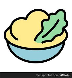 Mashed potatoes meal icon. Outline mashed potatoes meal vector icon color flat isolated. Mashed potatoes meal icon color outline vector