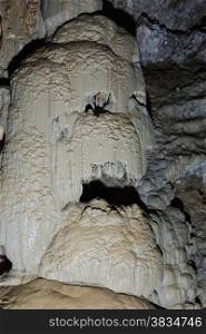 Mask of stalactite in New Athos cave in Abkhazia