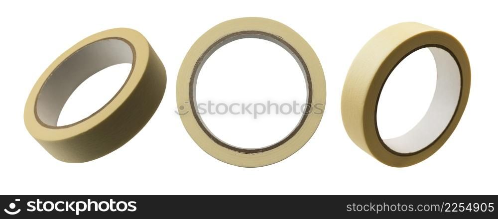 Masking tape in different angles on a white background.. Masking tape in different angles on a white background
