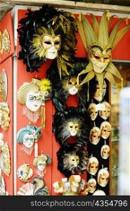Masks displayed in a store
