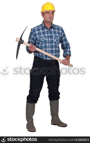 Mason with pick axe