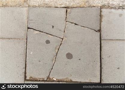 masonry and stonework concept - close up of cracked stone plate. close up of cracked stone plate