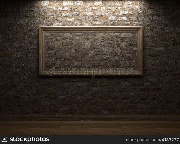 masonry wall with wood frames made in 3d