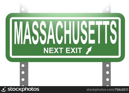 Massachusetts green sign board isolated image with hi-res rendered artwork that could be used for any graphic design.