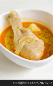 Massaman curry. asian yellow curry chicken in white bowl ( Massaman )
