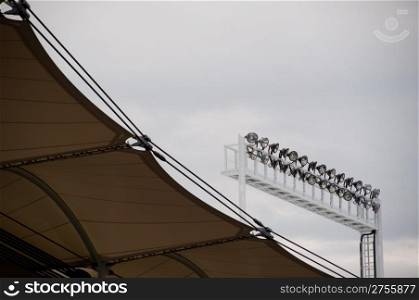 Massive roof construction of the soccer stadium in Stuttgart, Germany
