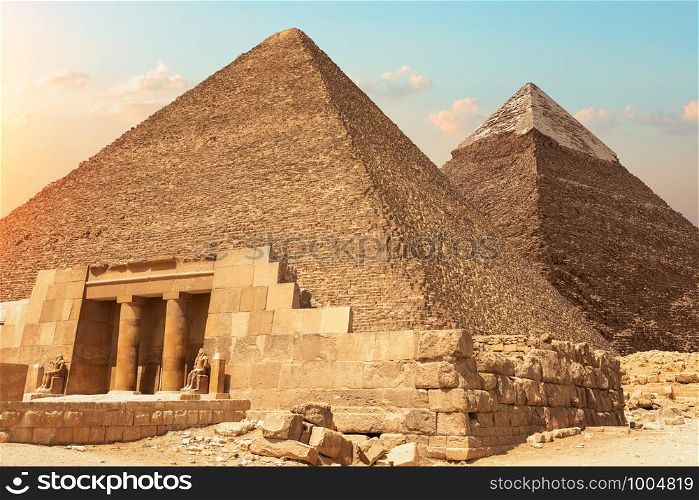 Mastaba of Seshemnefer IV and the Pyramids of Giza, Egypt.. Mastaba of Seshemnefer IV and the Pyramids of Giza, Egypt