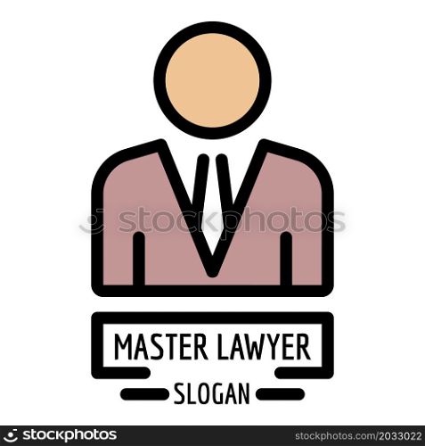 Master lawyer icon. Outline master lawyer vector icon color flat isolated. Master lawyer icon color outline vector