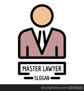 Master lawyer icon. Outline master lawyer vector icon color flat isolated. Master lawyer icon color outline vector