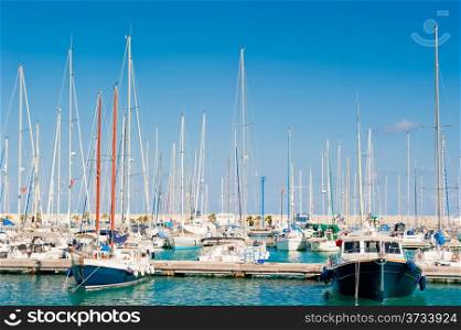 masts of yachts at the marina sea