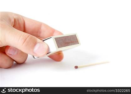 Matchbox and matches isolated on white