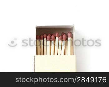 Matches in a match box isolated
