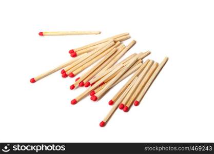 Matches isolated on white background. A lot of matches isolated on white background