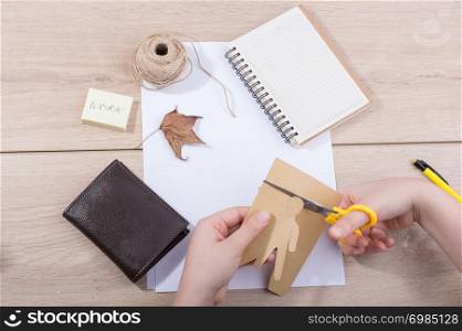 Materials and tools for hand work of art on a desk