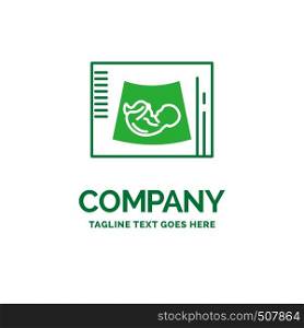 Maternity, pregnancy, sonogram, baby, ultrasound Flat Business Logo template. Creative Green Brand Name Design.