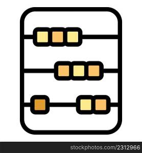 Math abacus icon. Outline math abacus vector icon color flat isolated. Math abacus icon color outline vector