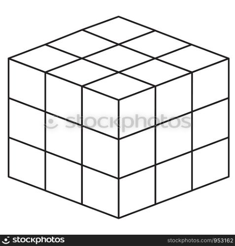 math cube line icon on white background. flat style. math cube line icon for your web site design, logo, app, UI. glyph symbol. block and geometric sign.