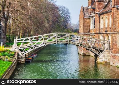 Mathematical bridge at the Queens College in Cambridge, United Kingdom