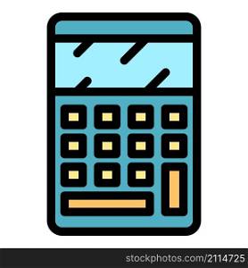 Mathematical calculator icon. Outline mathematical calculator vector icon color flat isolated. Mathematical calculator icon color outline vector