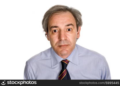 mature business man portrait in white background