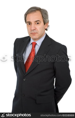 mature business man portrait in white background