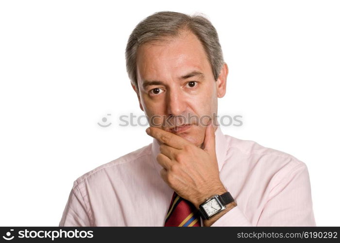 mature business man portrait in white background