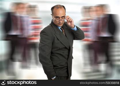 mature business man thinking taking off his glasses