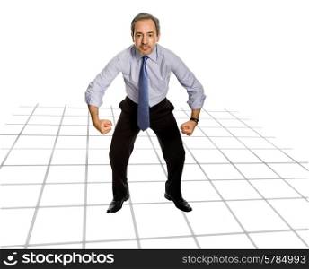 mature business man with silly attitude, full body picture