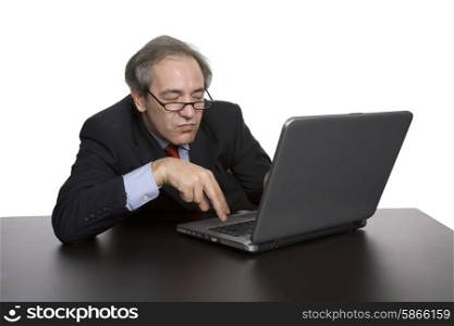 mature business man working with his laptop