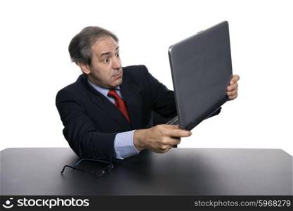 mature business man working with his laptop