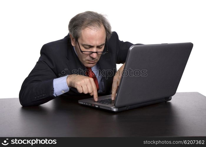 mature business man working with his laptop