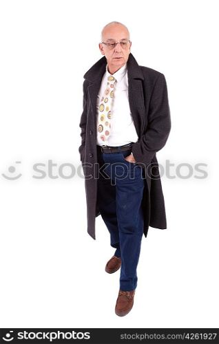 Mature business posing, isolated over white background