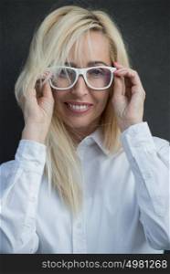 Mature business woman wearing glasses