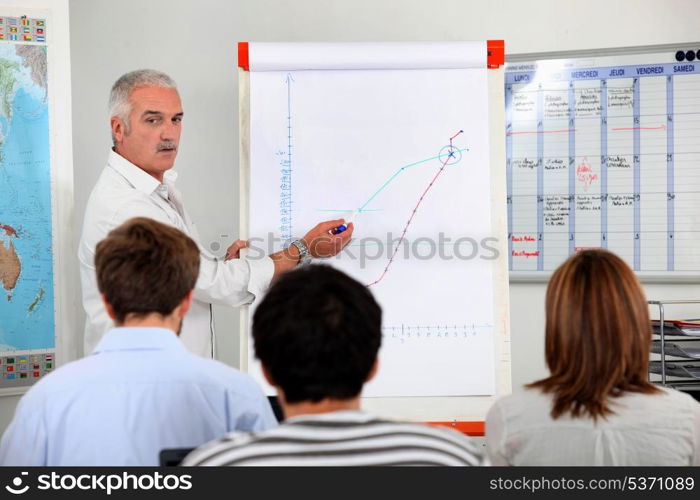 mature businessman making presentation