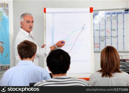 mature businessman making presentation
